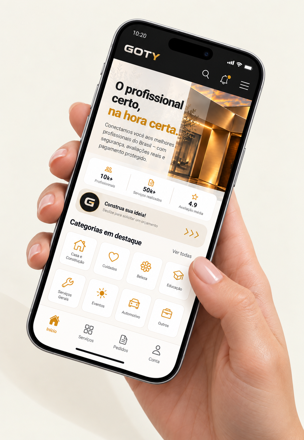 Aplicativo GOTY em um smartphone
